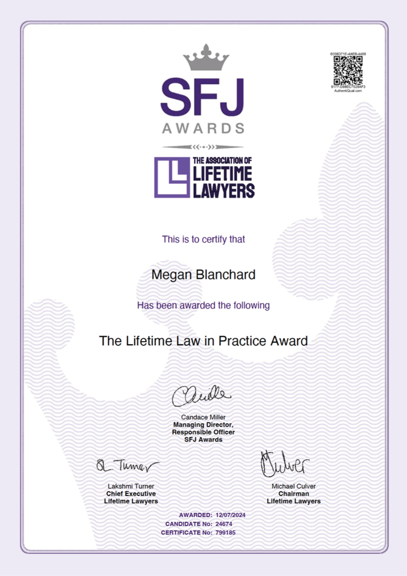 Megan Blanchard The Lifetime Law in Practice Award