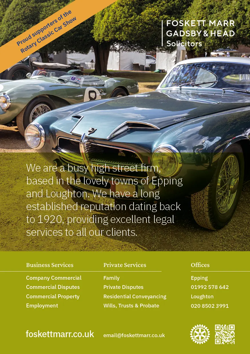 Foskett Marr Proudly Sponsors the 2025 Classic Cars in the Park Event in Epping
